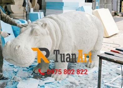 dieu-khac-mo-hinh-ha-ma-bang-xop điêu khăc mô hình Hà Mã bằng xốp màu trắng